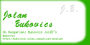 jolan bukovics business card